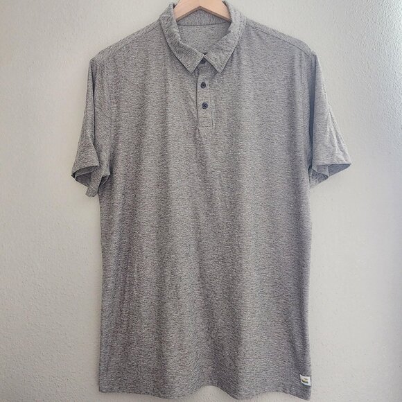 Vuori Polo Shirt Mens Medium Gray Heather Performance Golf 3 Button Tech V188 - Picture 1 of 8